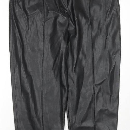 Marks and Spencer Womens Black Polyester Trousers Size 18 L24 in Regular Zip