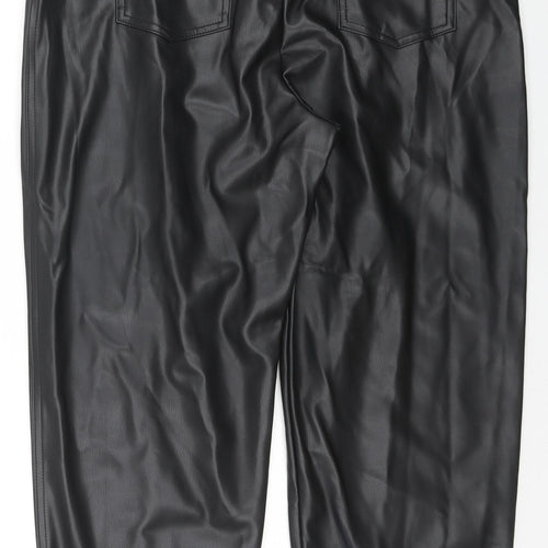 Marks and Spencer Womens Black Polyester Trousers Size 18 L24 in Regular Zip