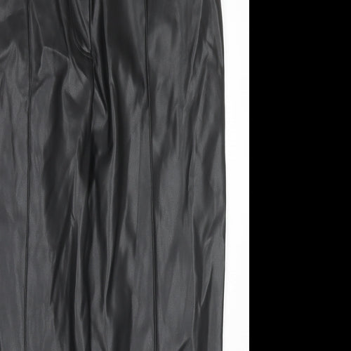 Marks and Spencer Womens Black Polyester Trousers Size 18 L24 in Regular Zip