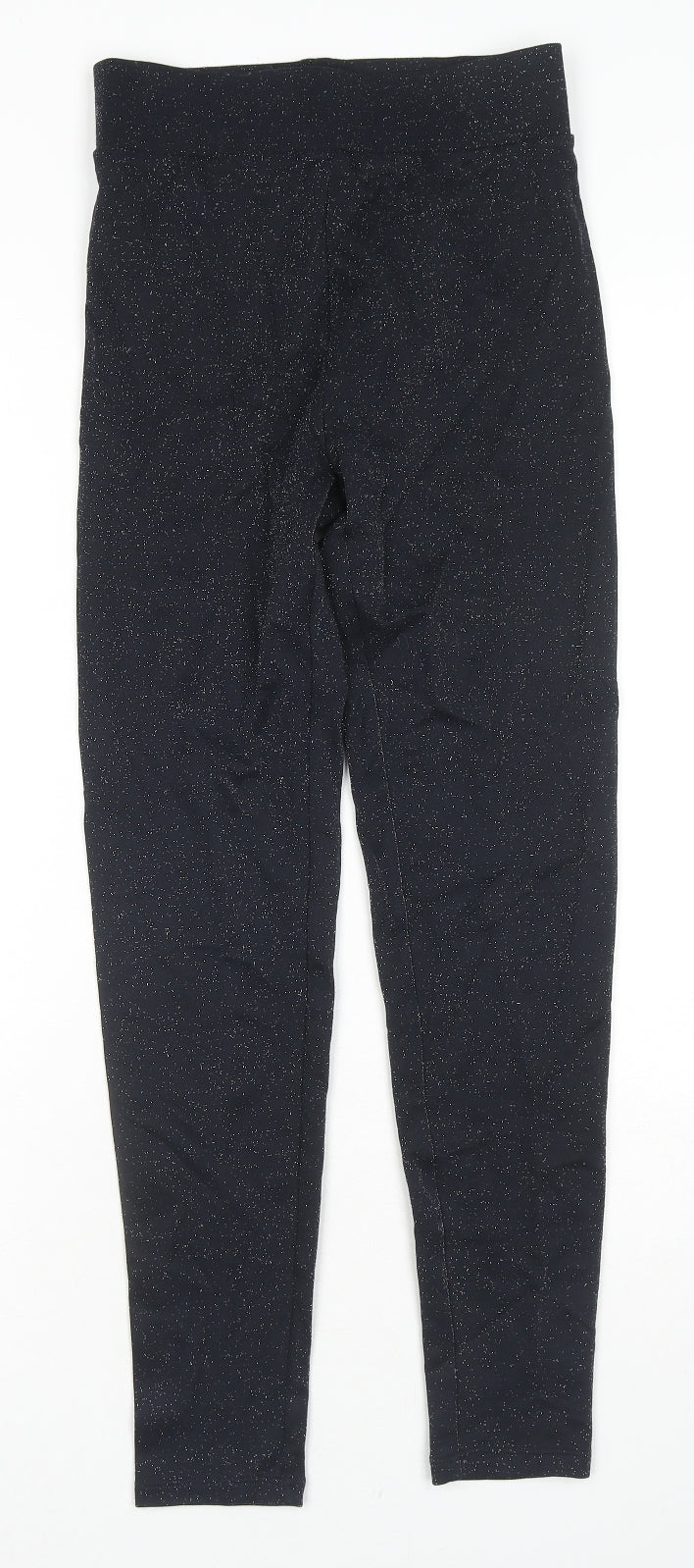 Marks and Spencer Womens Black Viscose Pedal Pusher Leggings Size 6 L26 in - Glitter Detail