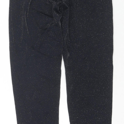 Marks and Spencer Womens Black Viscose Pedal Pusher Leggings Size 6 L26 in - Glitter Detail