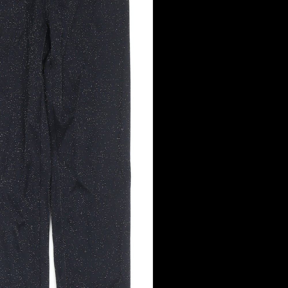 Marks and Spencer Womens Black Viscose Pedal Pusher Leggings Size 6 L26 in - Glitter Detail