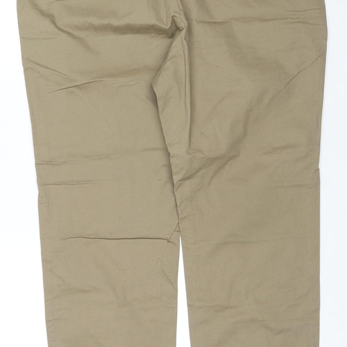 Marks and Spencer Mens Brown Cotton Trousers Size 40 in L29 in Regular Zip