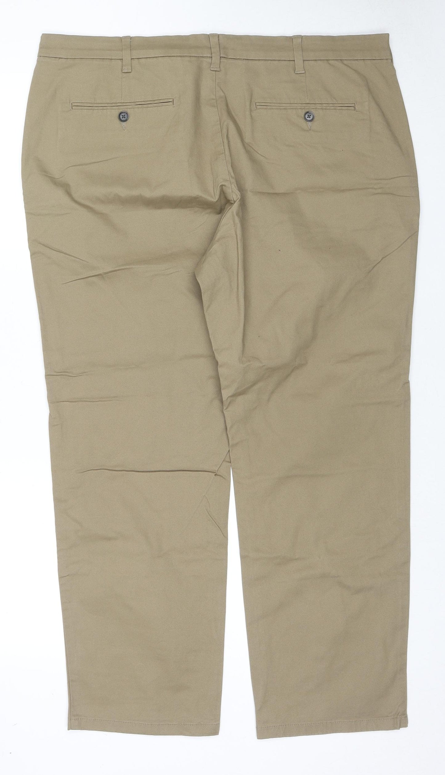 Marks and Spencer Mens Brown Cotton Trousers Size 40 in L29 in Regular Zip
