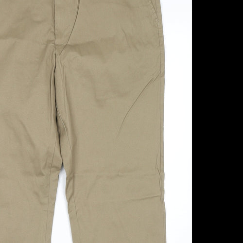 Marks and Spencer Mens Brown Cotton Trousers Size 40 in L29 in Regular Zip