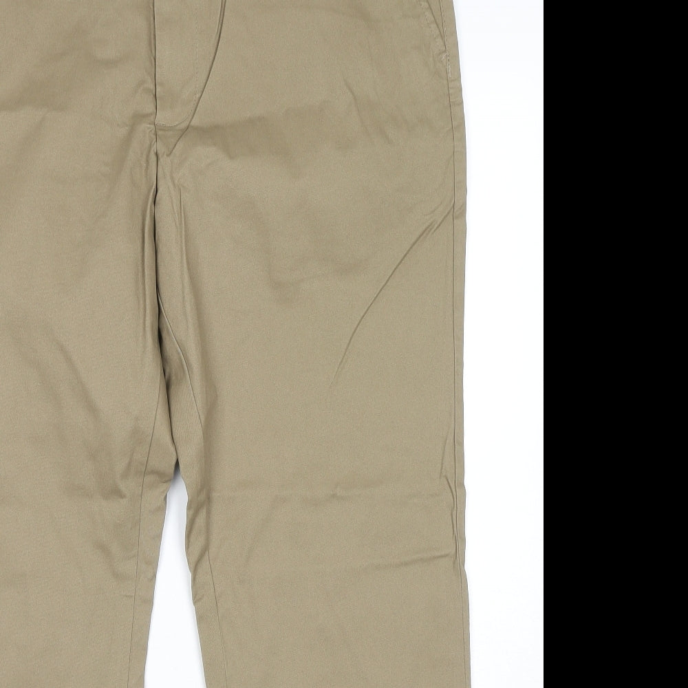 Marks and Spencer Mens Brown Cotton Trousers Size 40 in L29 in Regular Zip