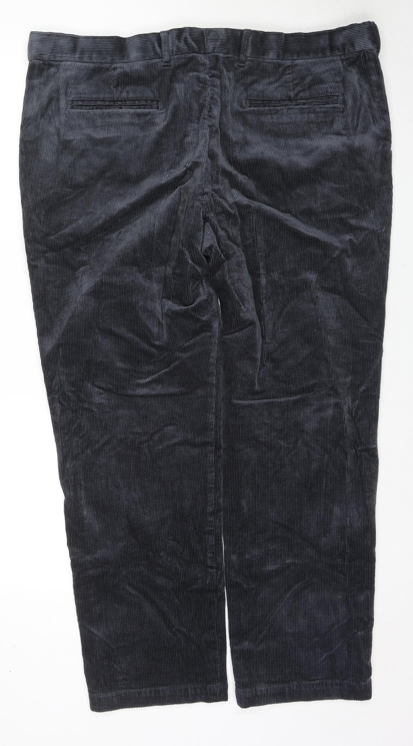 Marks and Spencer Mens Grey Cotton Trousers Size 44 in L33 in Regular Zip