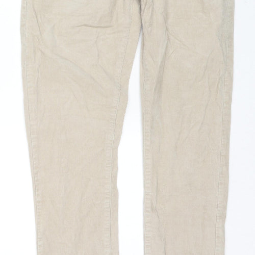 Marks and Spencer Mens Beige Cotton Trousers Size 28 in L31 in Slim Zip