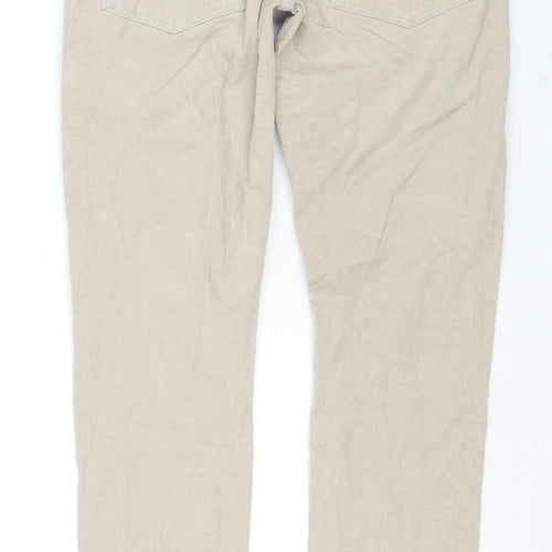 Marks and Spencer Mens Beige Cotton Trousers Size 28 in L31 in Slim Zip