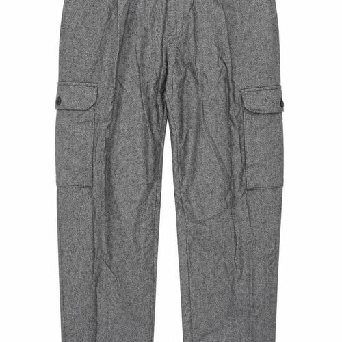 Autograph Mens Grey Cotton Cargo Trousers Size 30 in L31 in Regular Zip