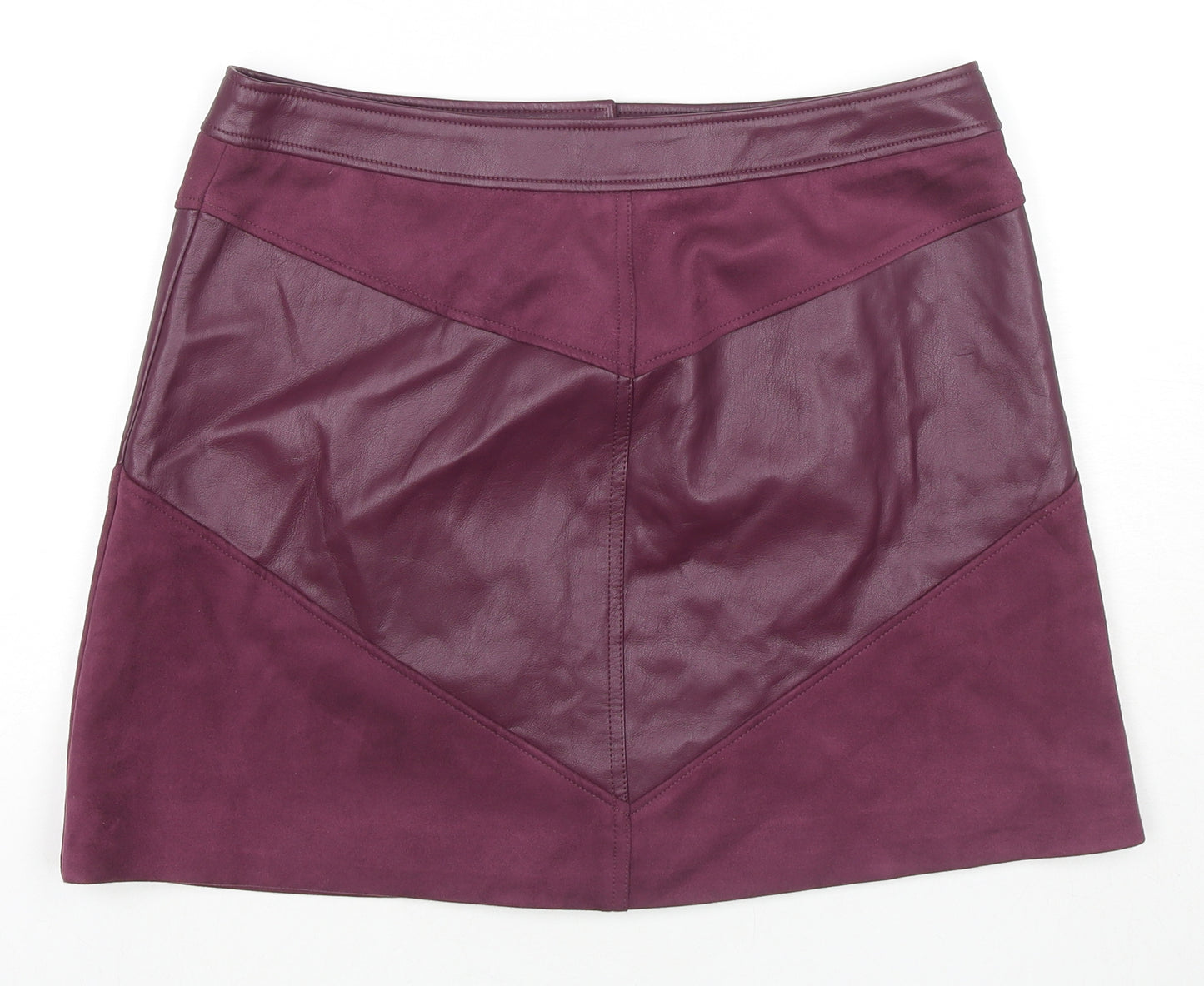 Marks and Spencer Womens Purple Polyethylene A-Line Skirt Size 14 Button