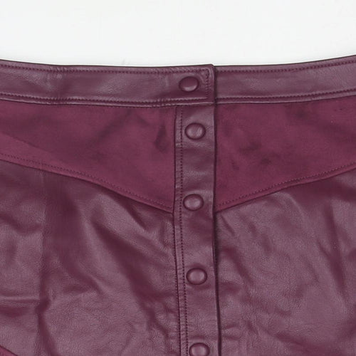Marks and Spencer Womens Purple Polyethylene A-Line Skirt Size 14 Button