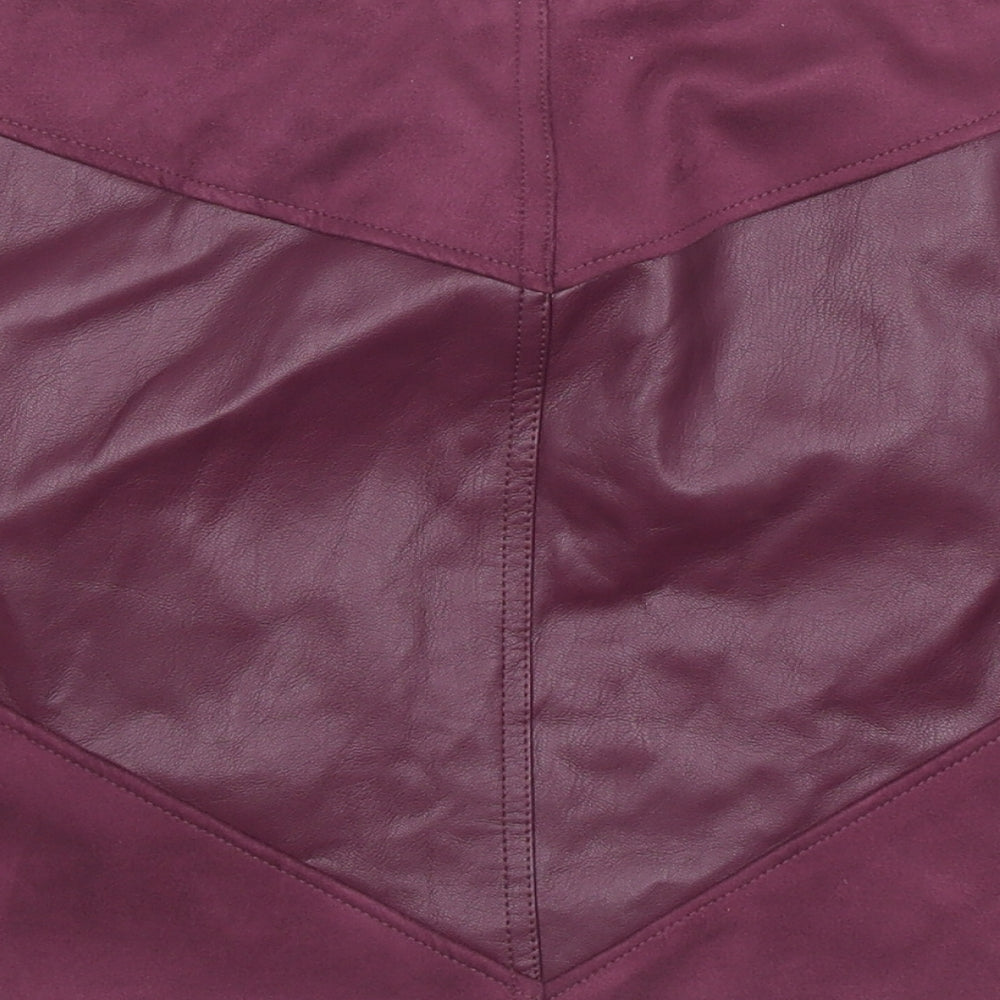 Marks and Spencer Womens Purple Polyethylene A-Line Skirt Size 14 Button