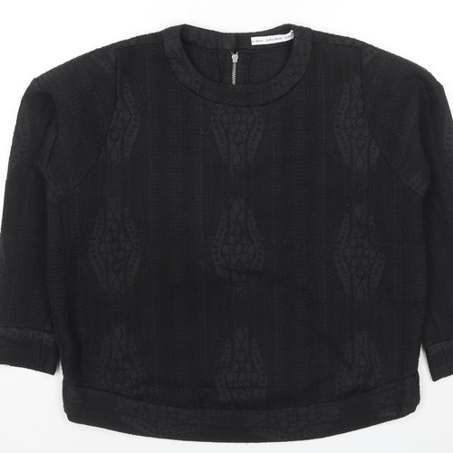 & Other Stories Womens Black Geometric Polyester Basic Blouse Size 8 Round Neck