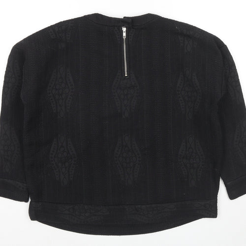 & Other Stories Womens Black Geometric Polyester Basic Blouse Size 8 Round Neck