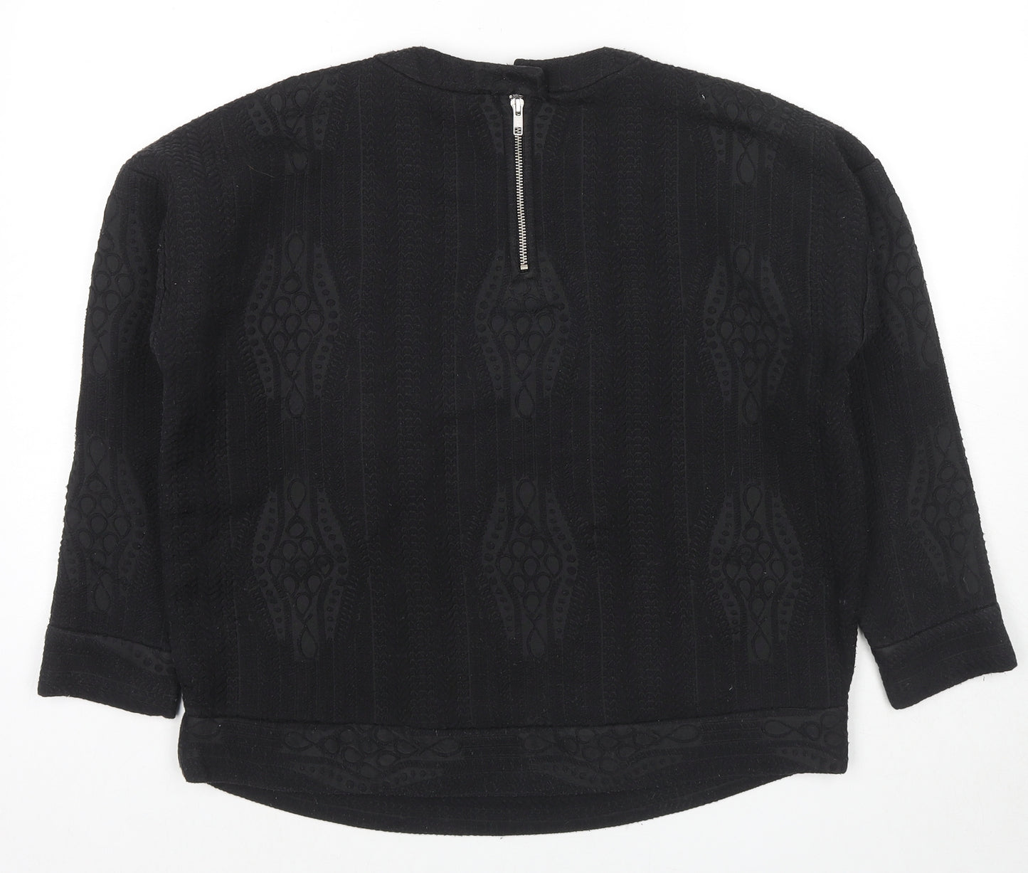 & Other Stories Womens Black Geometric Polyester Basic Blouse Size 8 Round Neck