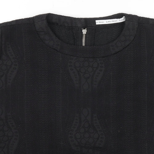 & Other Stories Womens Black Geometric Polyester Basic Blouse Size 8 Round Neck