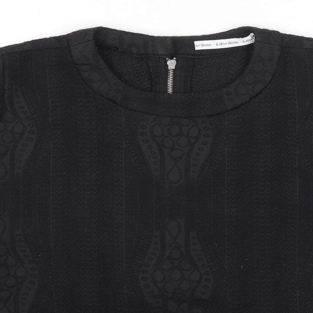 & Other Stories Womens Black Geometric Polyester Basic Blouse Size 8 Round Neck