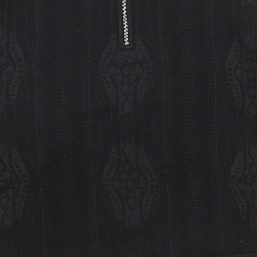 & Other Stories Womens Black Geometric Polyester Basic Blouse Size 8 Round Neck