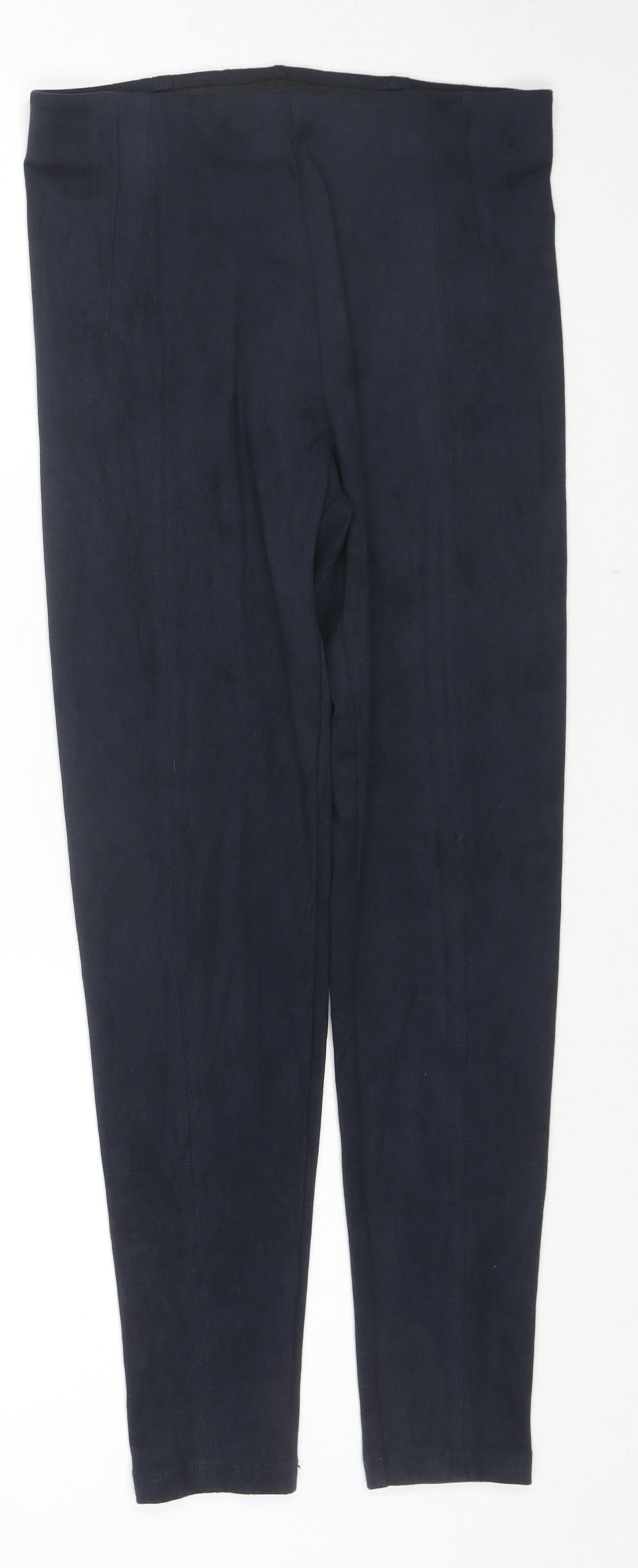 Marks and Spencer Womens Blue Polyester Pedal Pusher Trousers Size 8 L24 in Regular