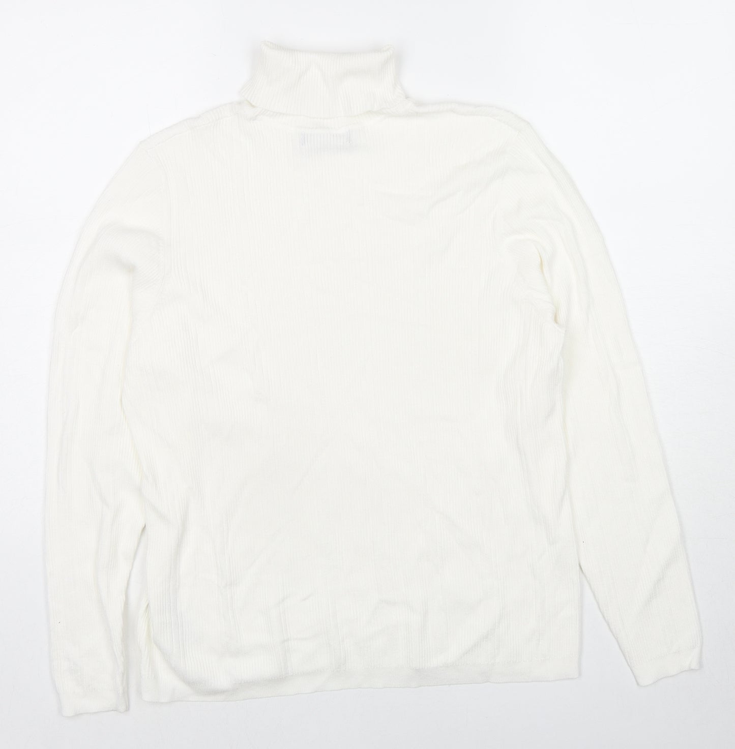 Marks and Spencer Womens White Roll Neck Viscose Pullover Jumper Size 20