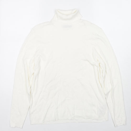 Marks and Spencer Womens White Roll Neck Viscose Pullover Jumper Size 20