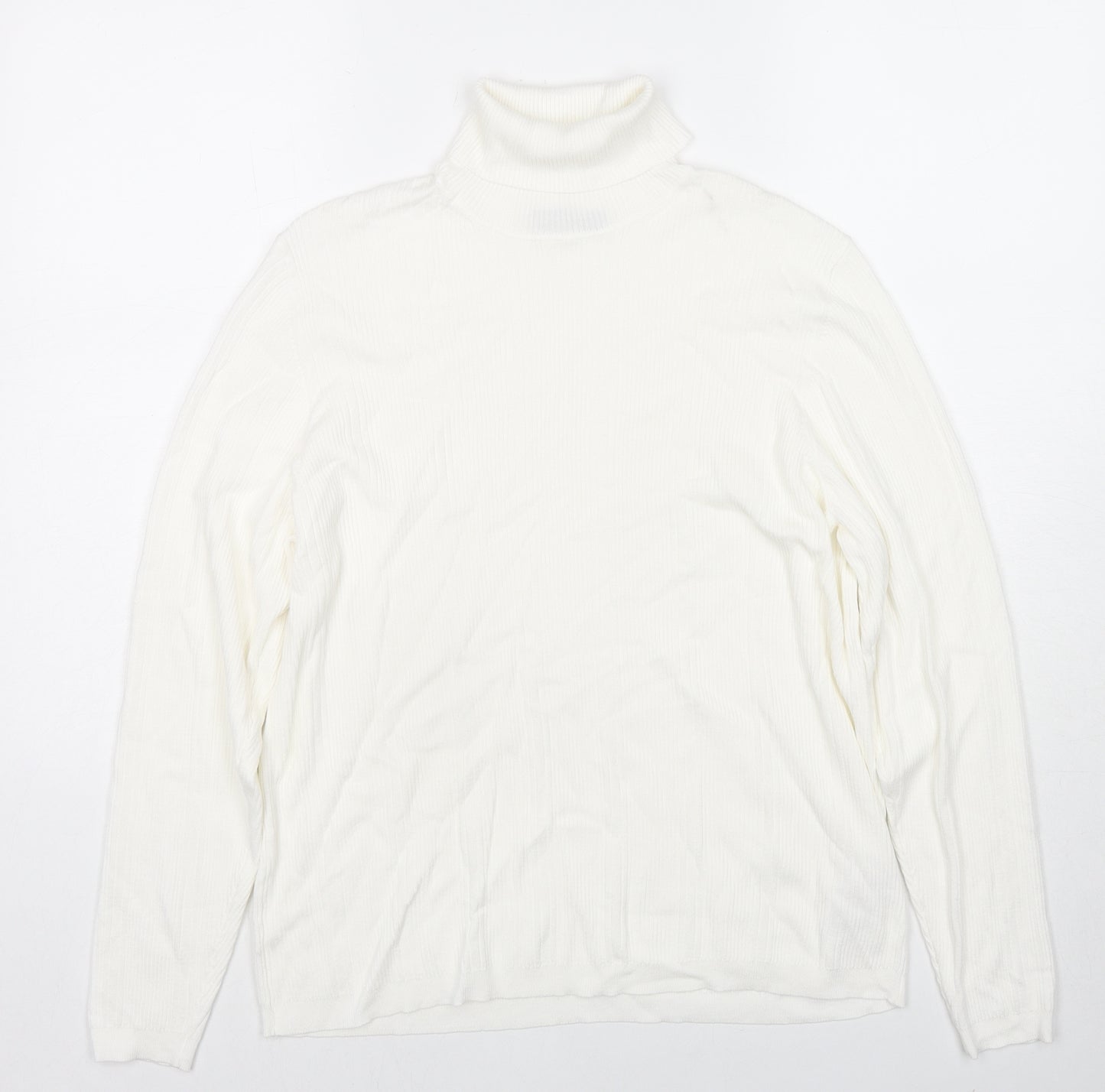 Marks and Spencer Womens White Roll Neck Viscose Pullover Jumper Size 20