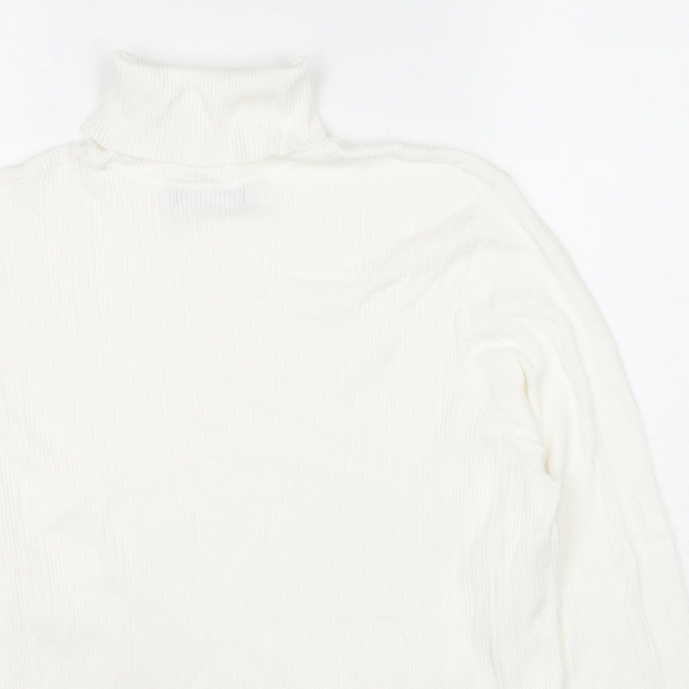 Marks and Spencer Womens White Roll Neck Viscose Pullover Jumper Size 20