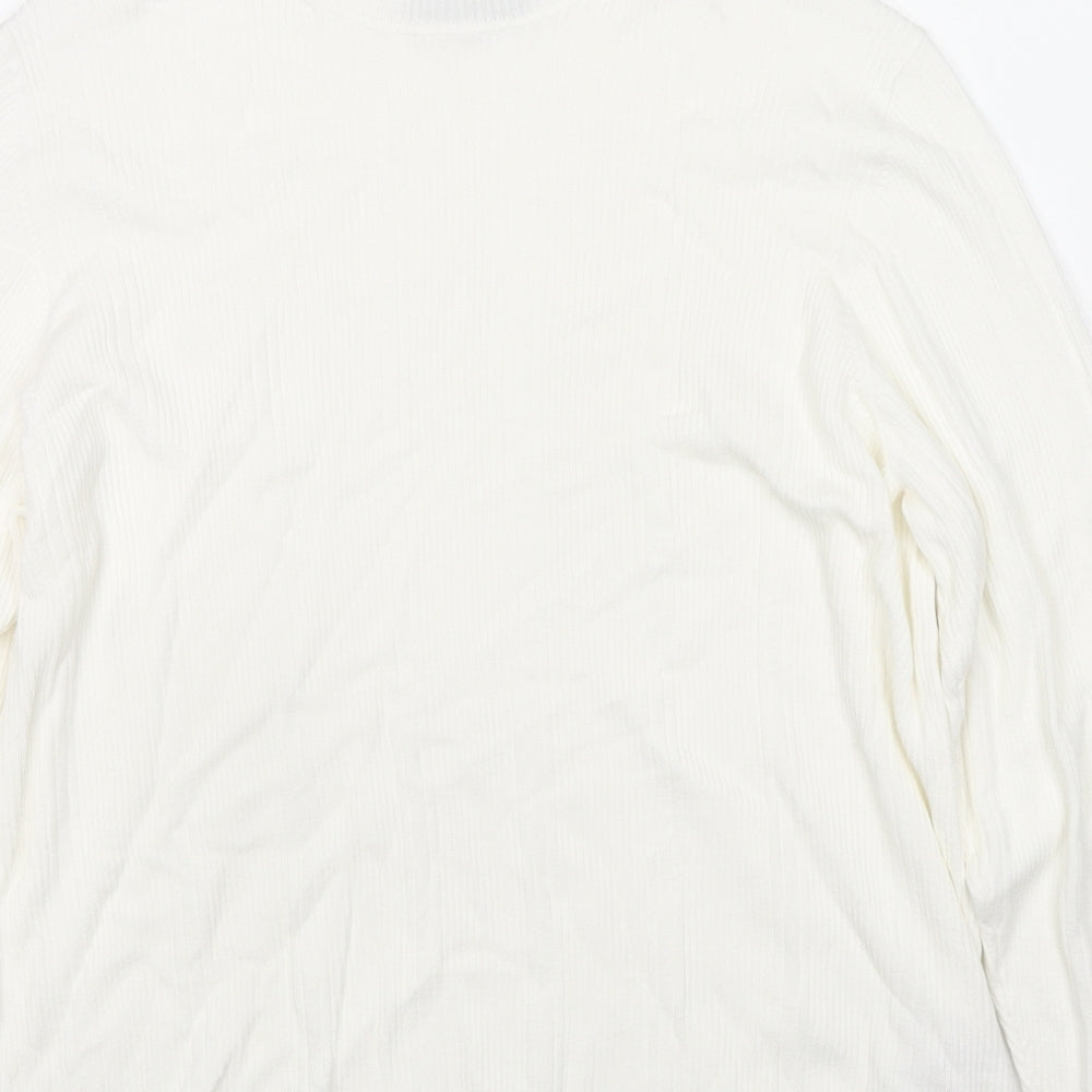 Marks and Spencer Womens White Roll Neck Viscose Pullover Jumper Size 20