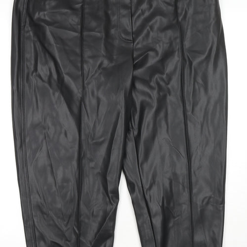 Marks and Spencer Womens Black Polyester Trousers Size 20 L23 in Regular Zip