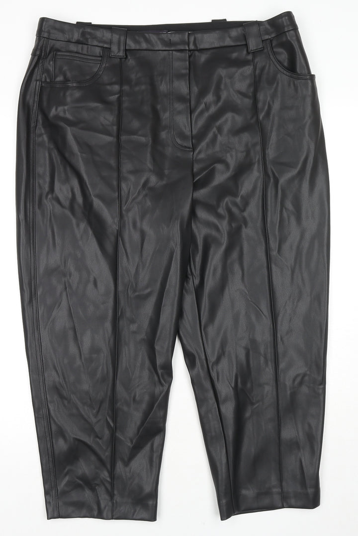 Marks and Spencer Womens Black Polyester Trousers Size 20 L23 in Regular Zip