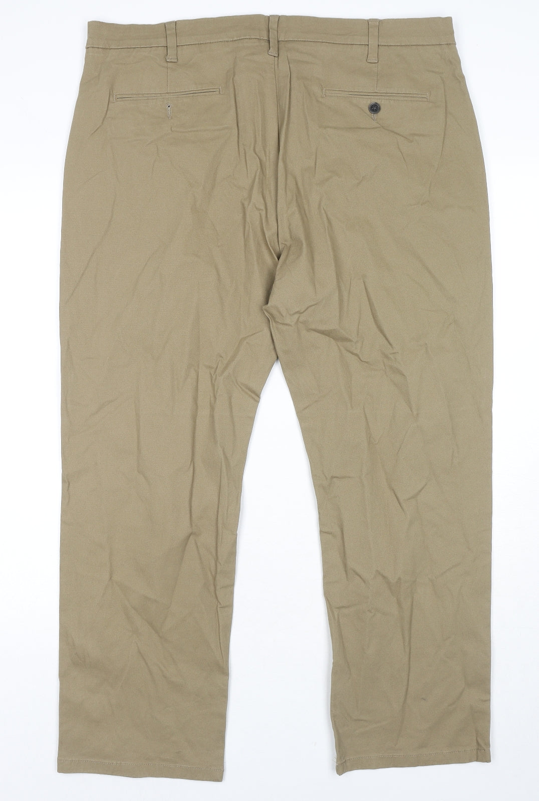 Marks and Spencer Mens Beige Cotton Trousers Size 38 in L29 in Regular Zip