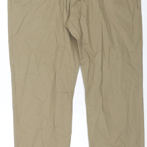 Marks and Spencer Mens Beige Cotton Trousers Size 38 in L29 in Regular Zip