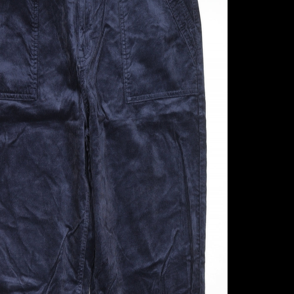 Per Una Womens Blue Cotton Trousers Size 18 L27 in Regular Zip