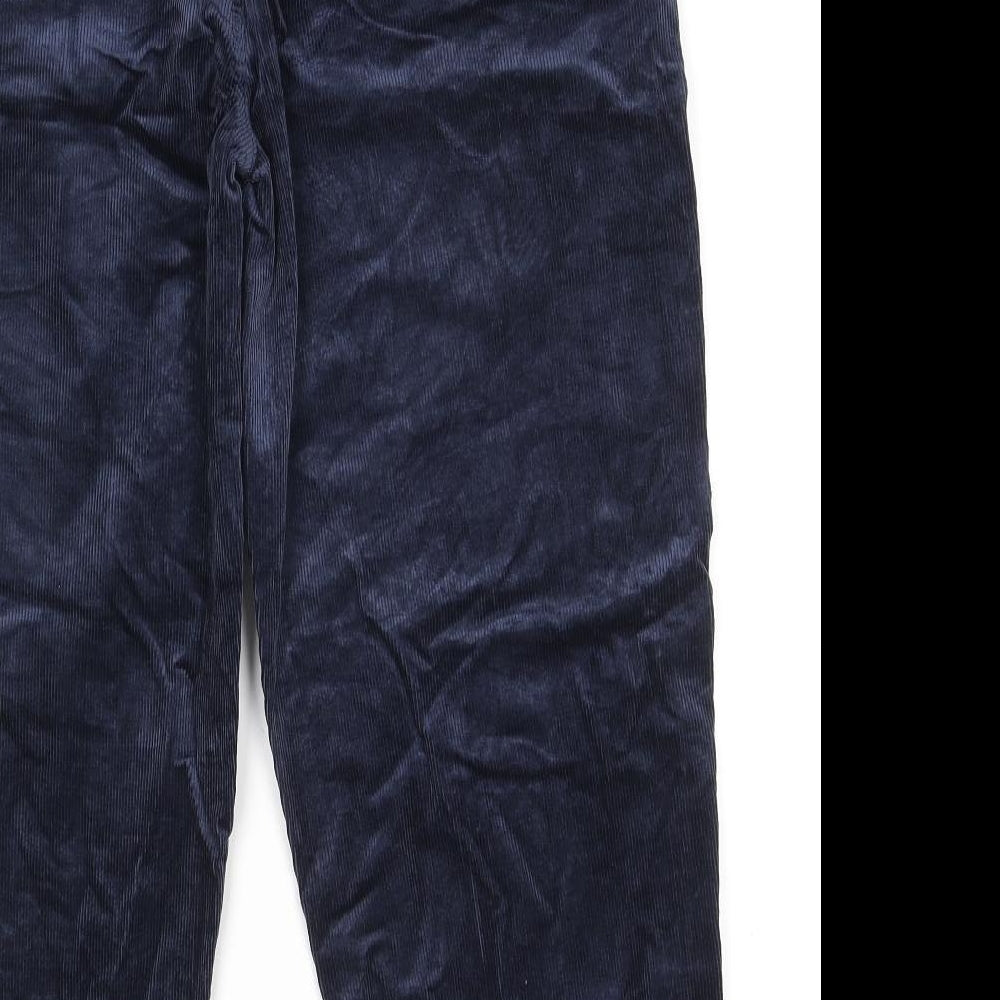 Per Una Womens Blue Cotton Trousers Size 18 L27 in Regular Zip