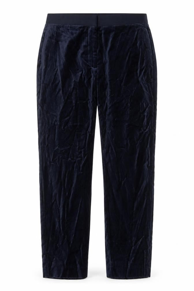 Marks and Spencer Womens Blue Cotton Trousers Size 8 L24 in Regular Zip
