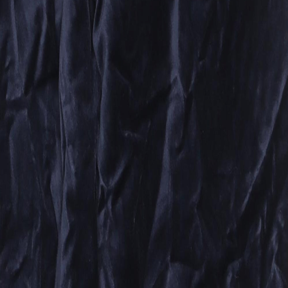 Marks and Spencer Womens Blue Cotton Trousers Size 8 L24 in Regular Zip
