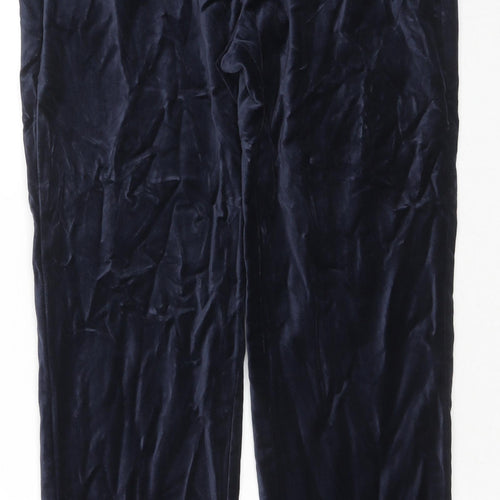 Marks and Spencer Womens Blue Cotton Trousers Size 8 L24 in Regular Zip