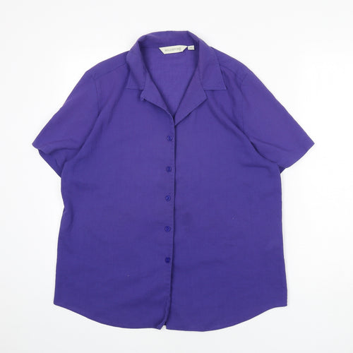 Holmewood Womens Purple Polyester Basic Button-Up Size 14 Collared