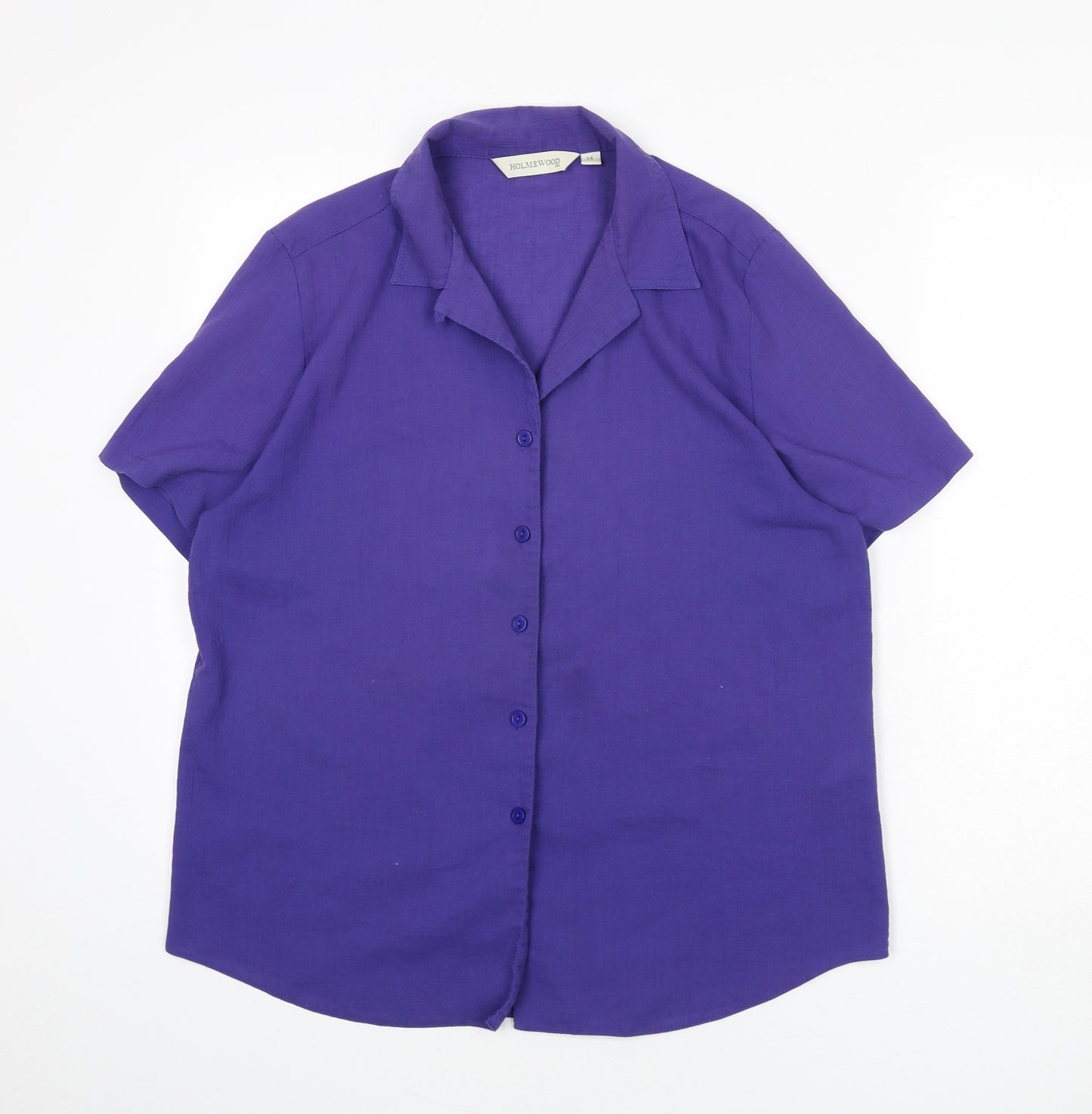 Holmewood Womens Purple Polyester Basic Button-Up Size 14 Collared