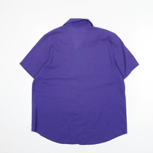 Holmewood Womens Purple Polyester Basic Button-Up Size 14 Collared