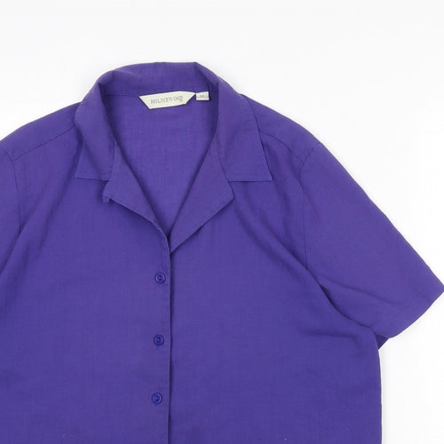 Holmewood Womens Purple Polyester Basic Button-Up Size 14 Collared