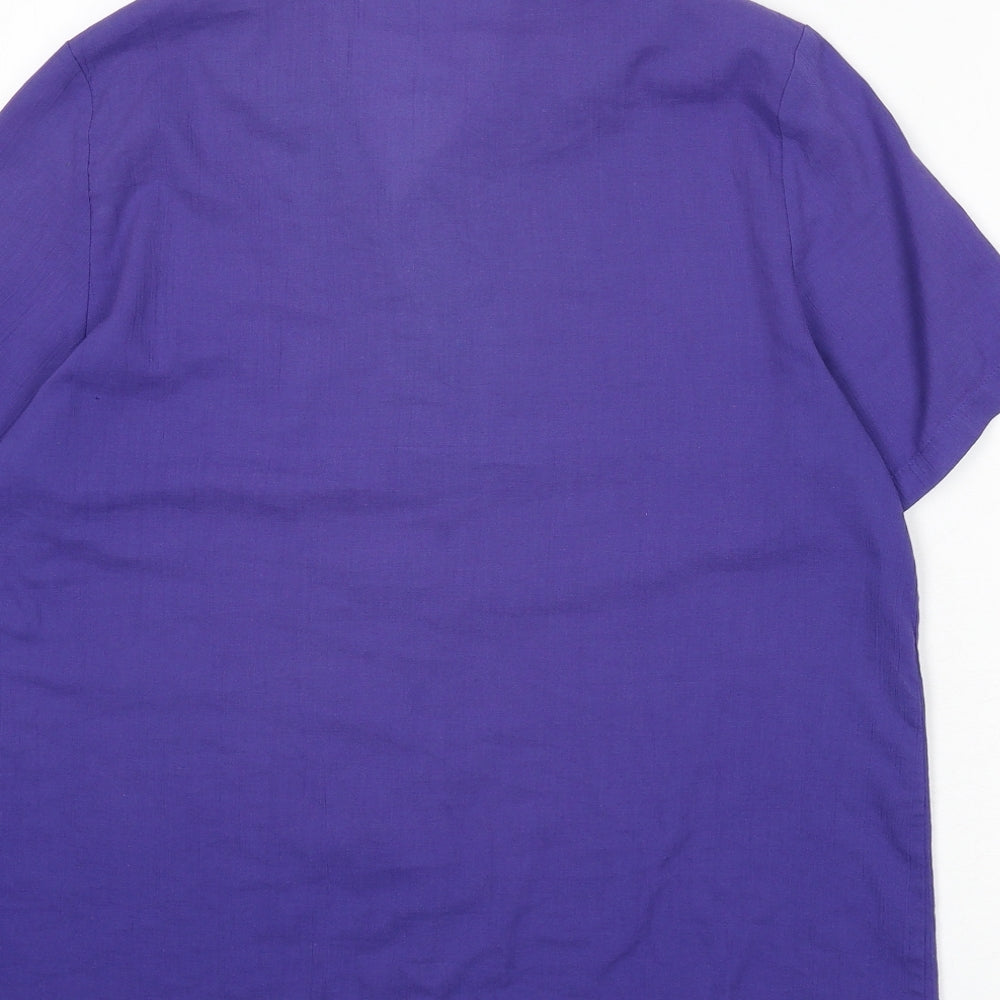 Holmewood Womens Purple Polyester Basic Button-Up Size 14 Collared