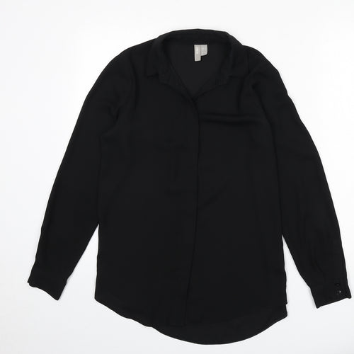 ASOS Womens Black Polyester Basic Button-Up Size 8 Collared
