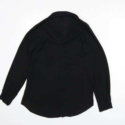 ASOS Womens Black Polyester Basic Button-Up Size 8 Collared