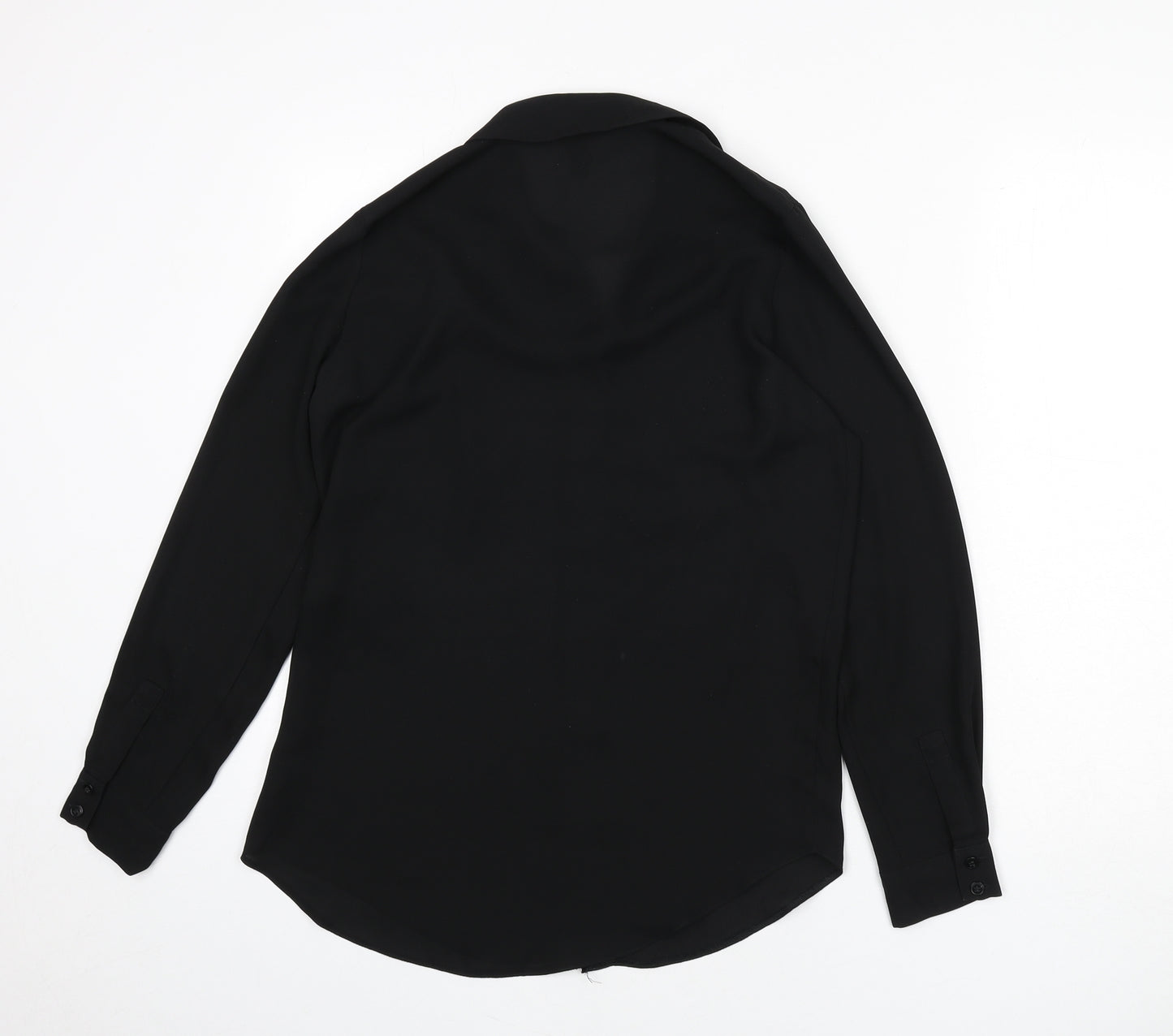 ASOS Womens Black Polyester Basic Button-Up Size 8 Collared