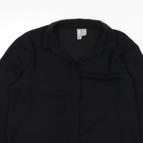 ASOS Womens Black Polyester Basic Button-Up Size 8 Collared