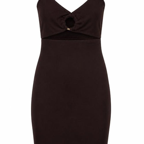 NaaNaa Womens Purple Polyester Bodycon Size 10 V-Neck Zip - Mini, Cut Out