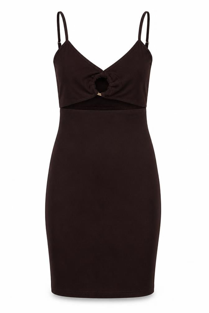 NaaNaa Womens Purple Polyester Bodycon Size 10 V-Neck Zip - Mini, Cut Out