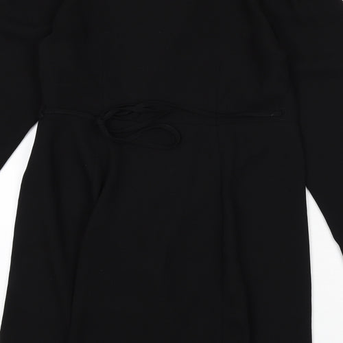 Topshop Womens Black Polyester Wrap Dress Size 10 V-Neck Tie